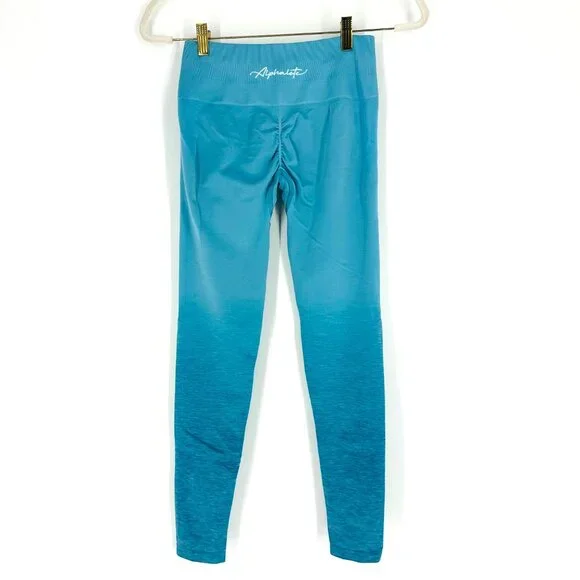 Alphalete Womens Blue Ombre Seamless Amplify Bootie Scrunch Stretch Leggings M - Picture 5 of 12